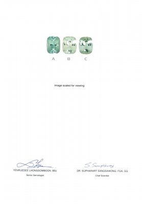 Сертификат Комплект мятных турмалинов 4,28 карата, Афганистан