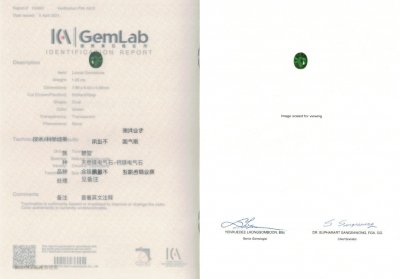 Сертификат Хром турмалин 1,26 карата