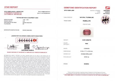 Сертификат Кольцо с розовым рубеллитом 3,55 карат в белом золоте 750 пробы