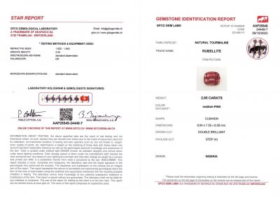 Сертификат Турмалин оранжевато-красный в огранке кушон 2,85 карат, Африка