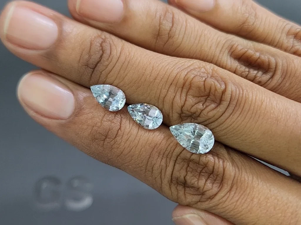 Сет аквамаринов в огранке груша 4,07 карат, Мадагаскар Изображение №2
