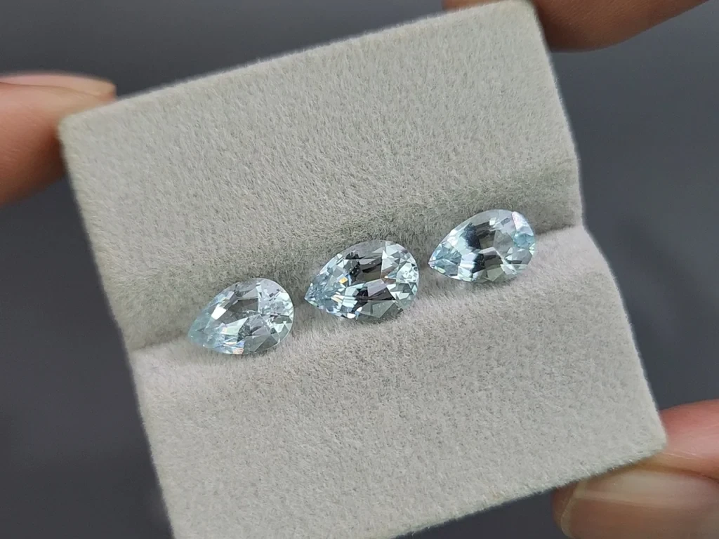 Сет аквамаринов в огранке груша 3,90 карат, Мадагаскар Изображение №5