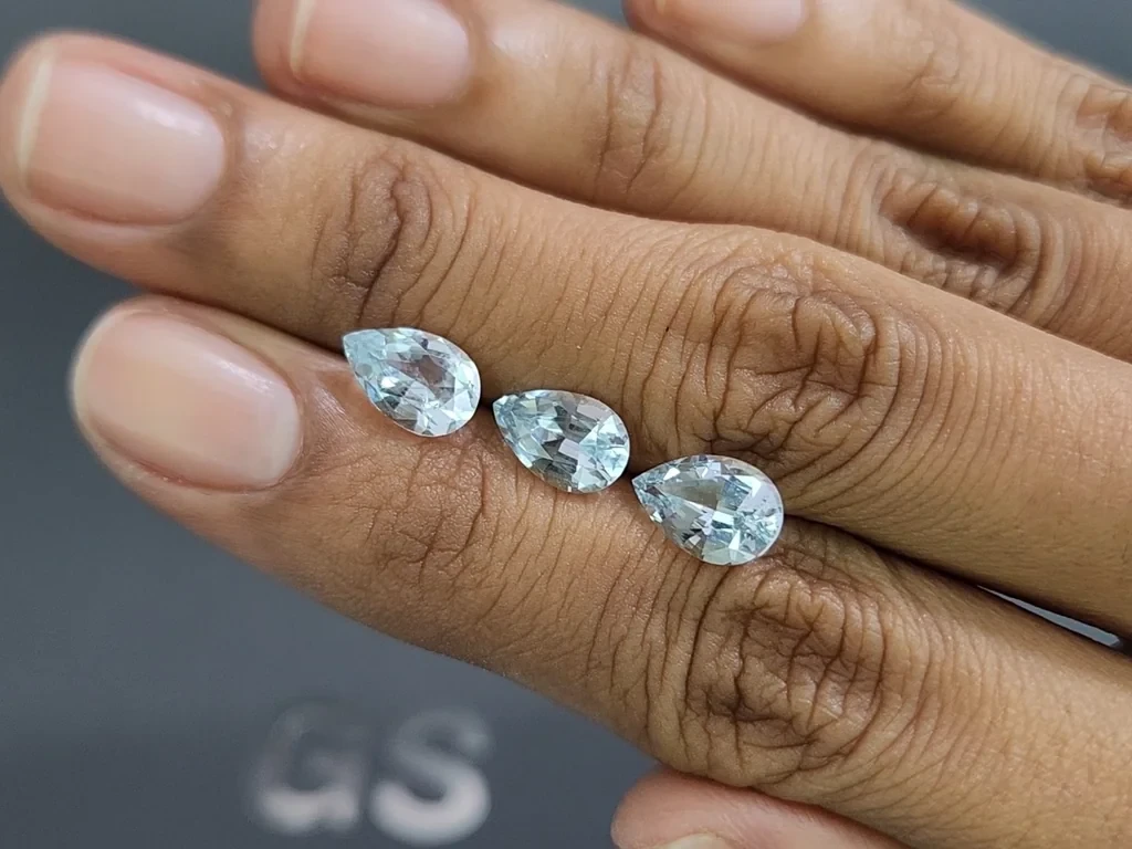 Сет аквамаринов в огранке груша 3,90 карат, Мадагаскар Изображение №2