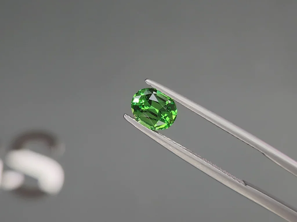 Гранат цаворит Intense Green в огранке овал 1,29 карата, Танзания  Изображение №3