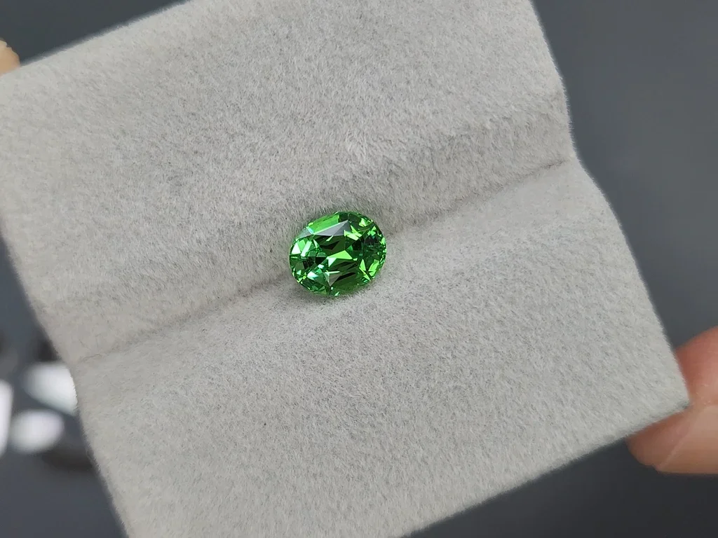 Гранат цаворит Intense Green в огранке овал 1,29 карата, Танзания  Изображение №4