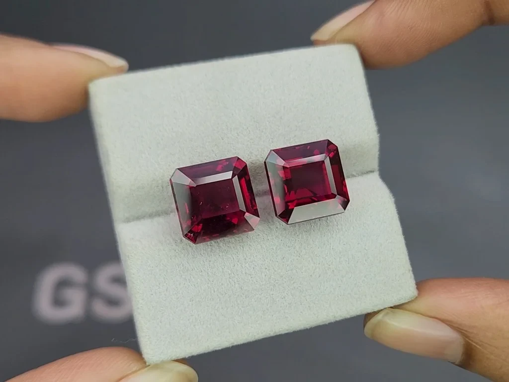 Пара турмалинов рубеллитов в огранке ашер 16,50 карат, Африка Изображение №4