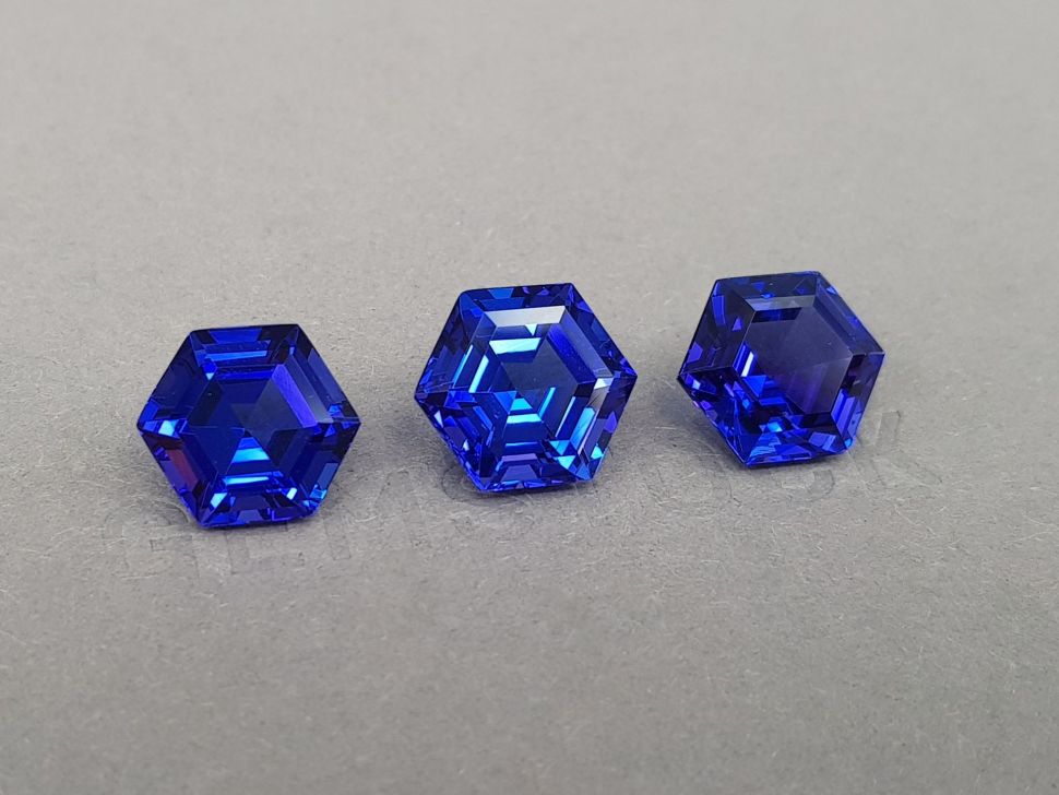 Сет танзанитов цвета Royal Blue 21,66 карат в огранке гексагон, Танзании Изображение №2