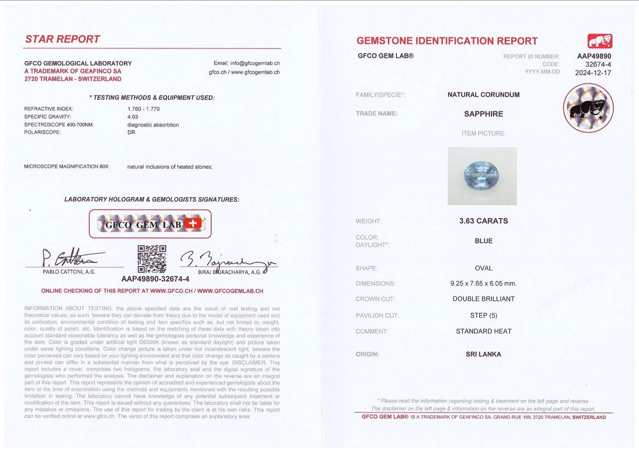 Синий сапфир Pastel Blue в огранке овал 3,63 карата, Шри-Ланка Изображение №6