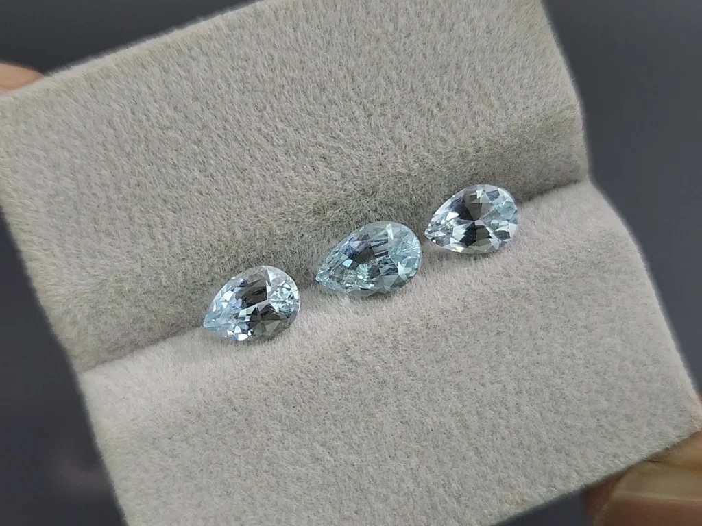 Сет аквамаринов в огранке груша 2,10 карат, Мадагаскар Изображение №4