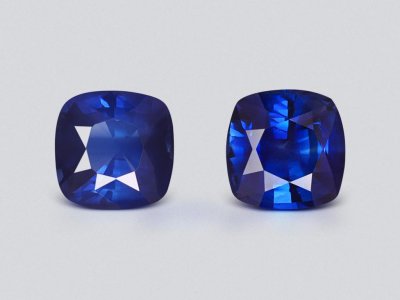 Пара синих сапфиров Royal Blue в огранке кушон 1,71 карата, Шри-Ланка photo