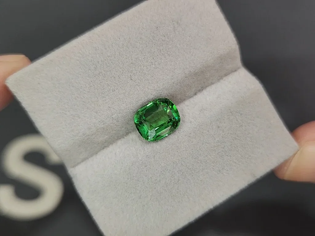 Гранат цаворит Intense Green в огранке кушон 2,59 карат, Танзания  Изображение №4