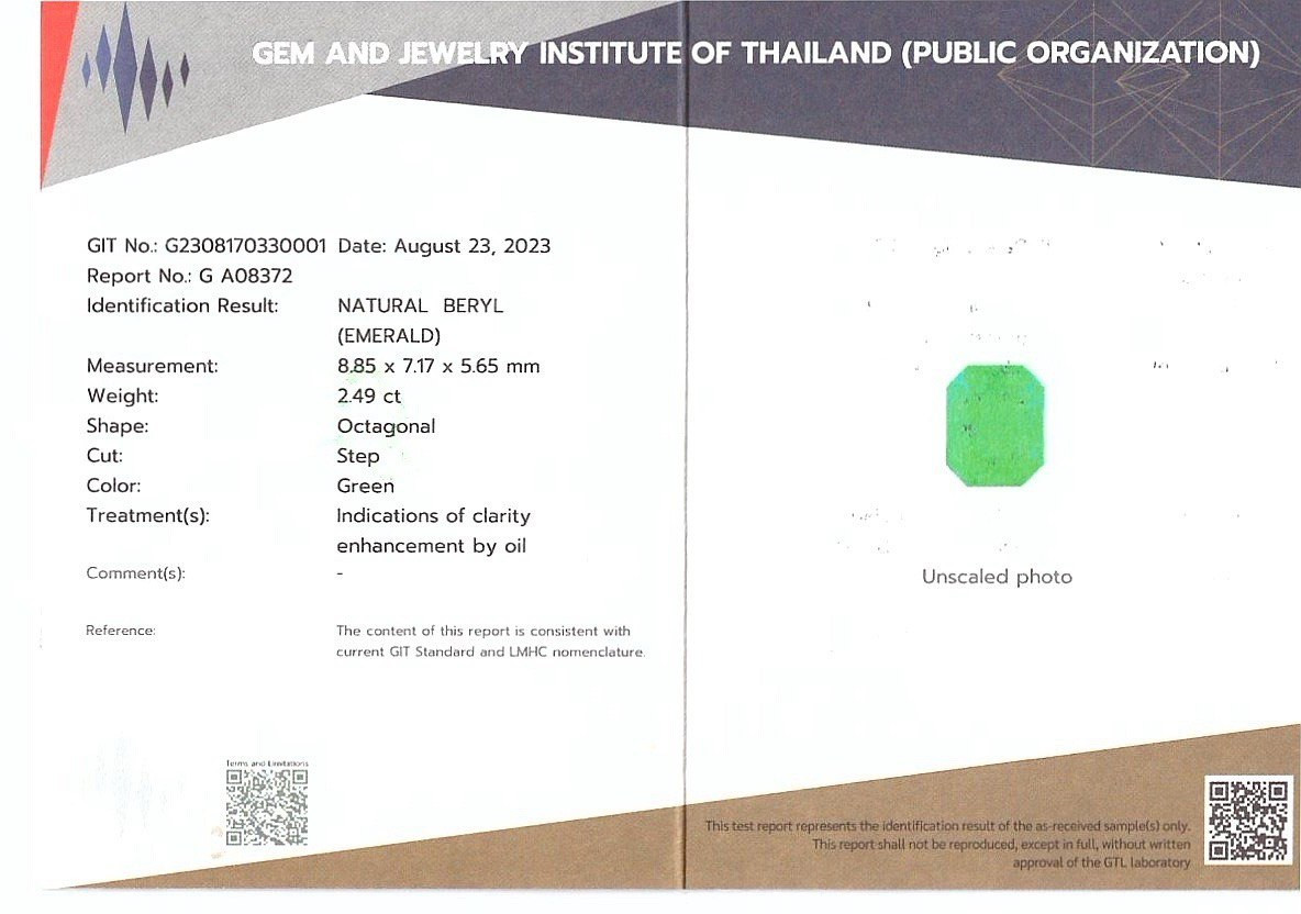 Изумруд в огранке октагон 2,49 карат, Колумбия Изображение №6