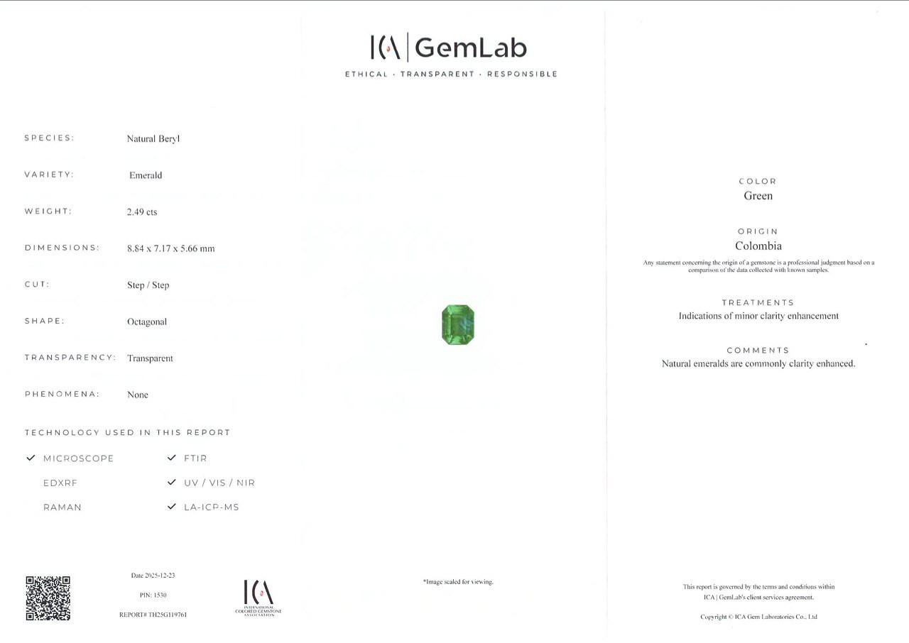 Изумруд в огранке октагон 2,49 карат, Колумбия Изображение №7