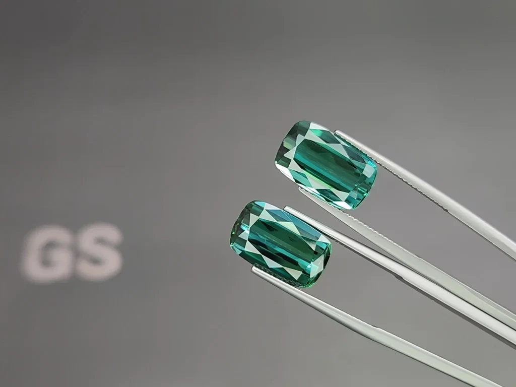 Пара турмалинов Lagoon в огранке кушон 17.51 карат, Африка Изображение №3