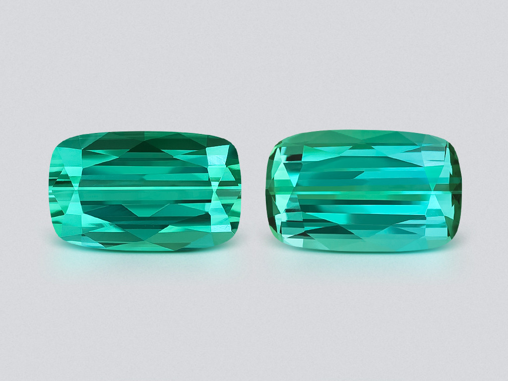 Пара турмалинов Lagoon в огранке кушон 17.51 карат, Африка Изображение №1