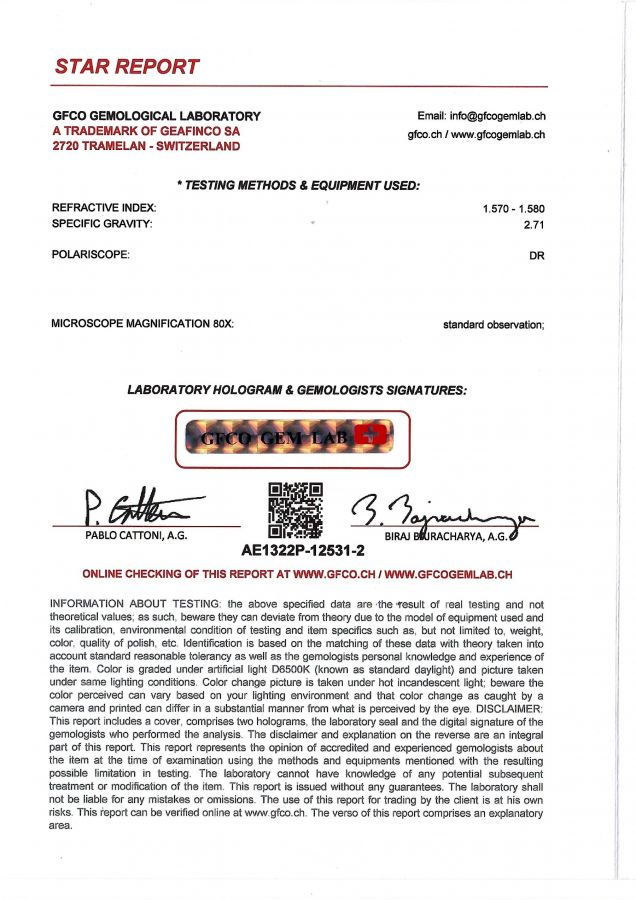 Сертификат Пара аквамаринов огранки "кайт" 15,15 карат, Замбия, GFCO