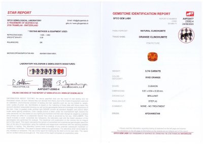 Сертификат Редкий ювелирный клиногумит в огранке кушон 3,74 карата, Aфганистан