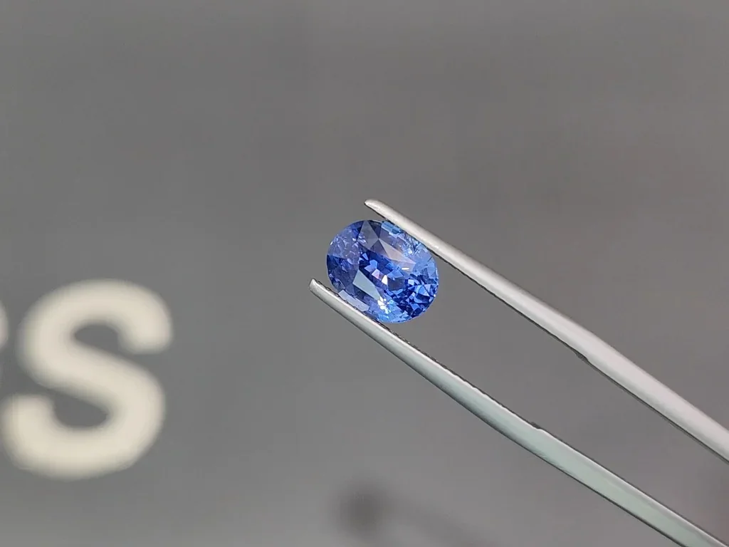 Негретый сапфир Cornflower Blue в огранке овал 3,05 карат, Шри-Ланка Изображение №3