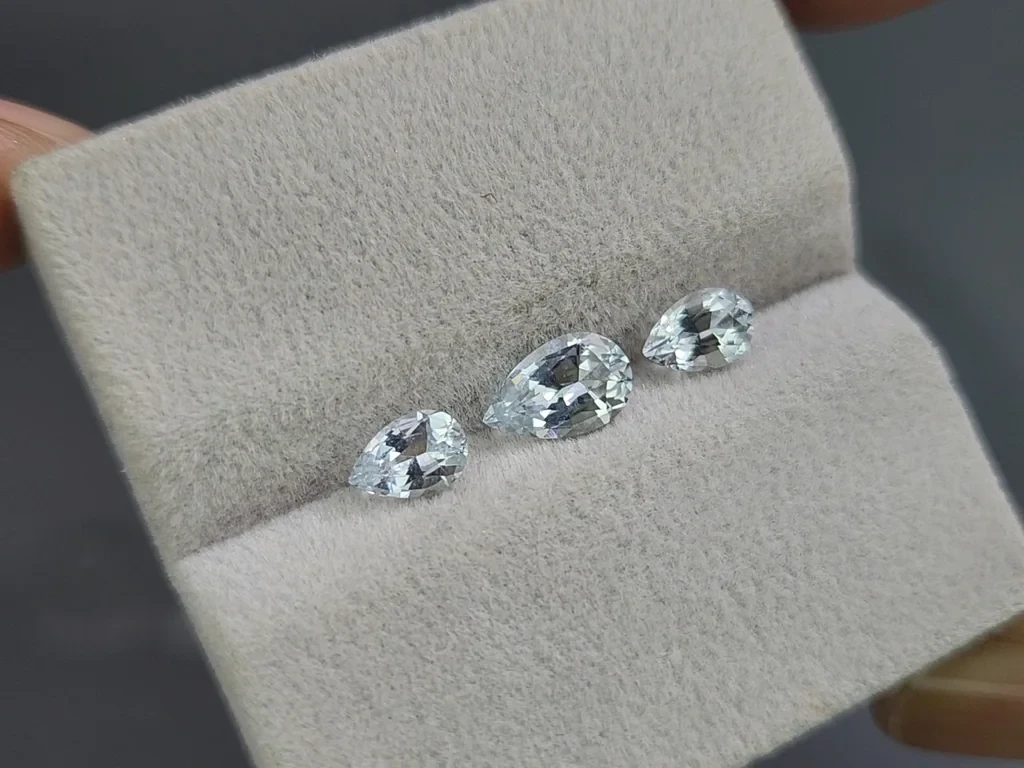 Сет аквамаринов в огранке груша 1,46 карат, Мадагаскар Изображение №5