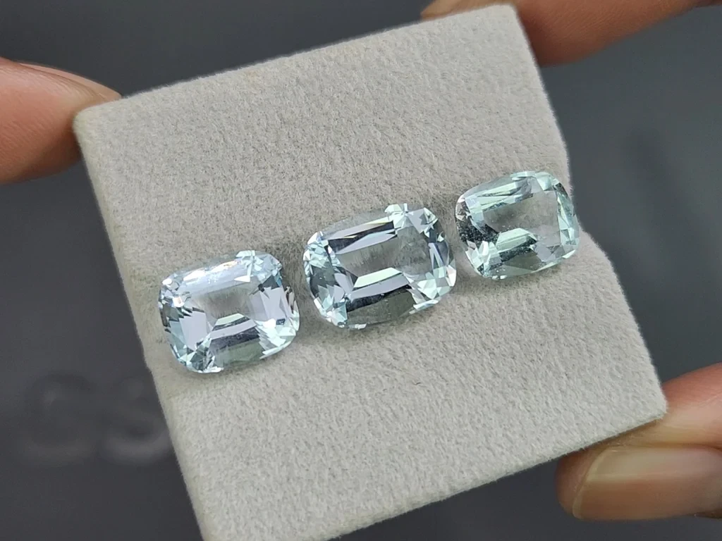 Сет аквамаринов в огранке кушон 12,91 карат, Мадагаскар Изображение №5