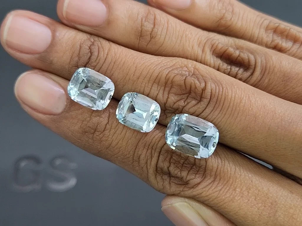 Сет аквамаринов в огранке кушон 12,91 карат, Мадагаскар Изображение №2