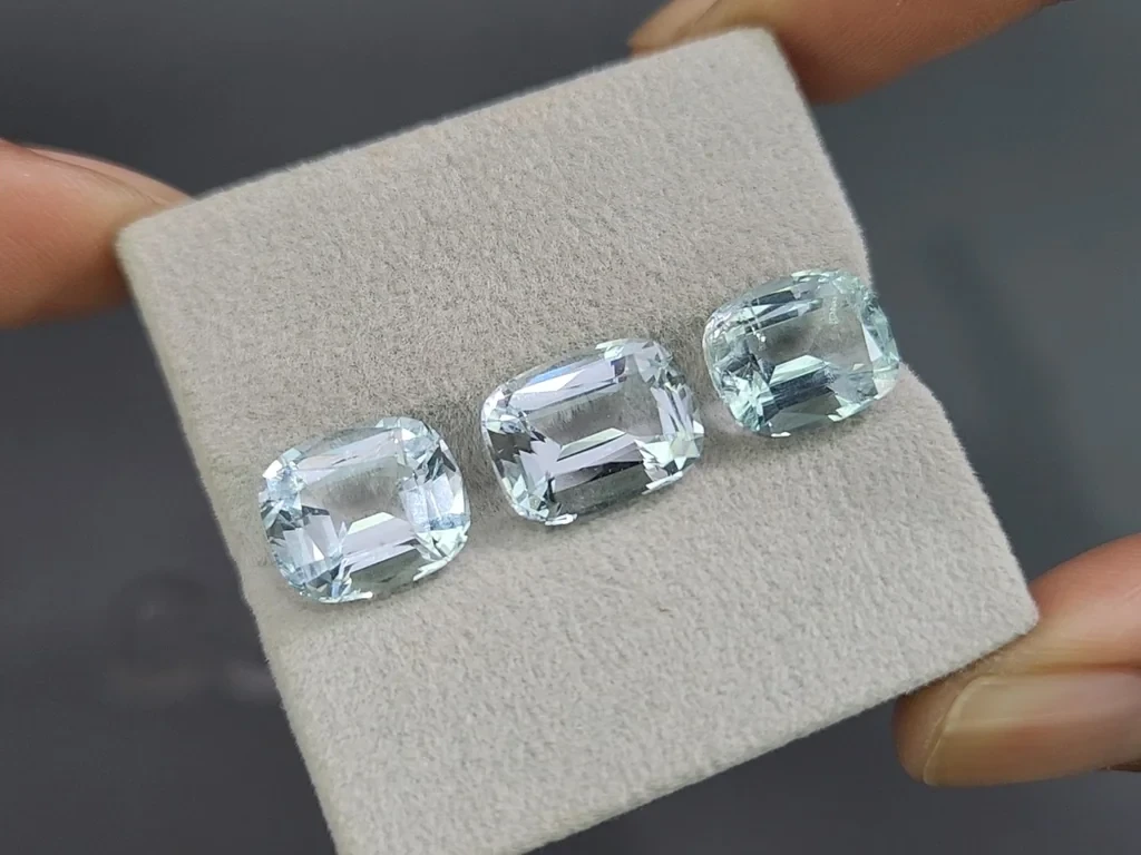Сет аквамаринов в огранке кушон 12,55 карат, Мадагаскар Изображение №5