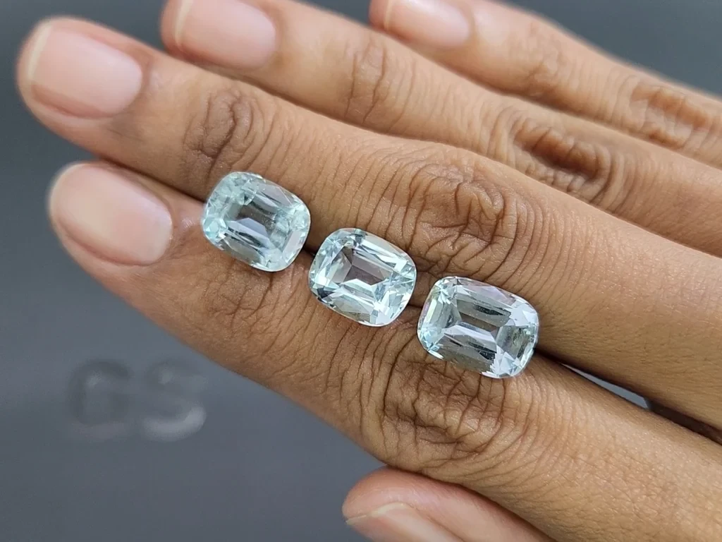 Сет аквамаринов в огранке кушон 12,55 карат, Мадагаскар Изображение №2