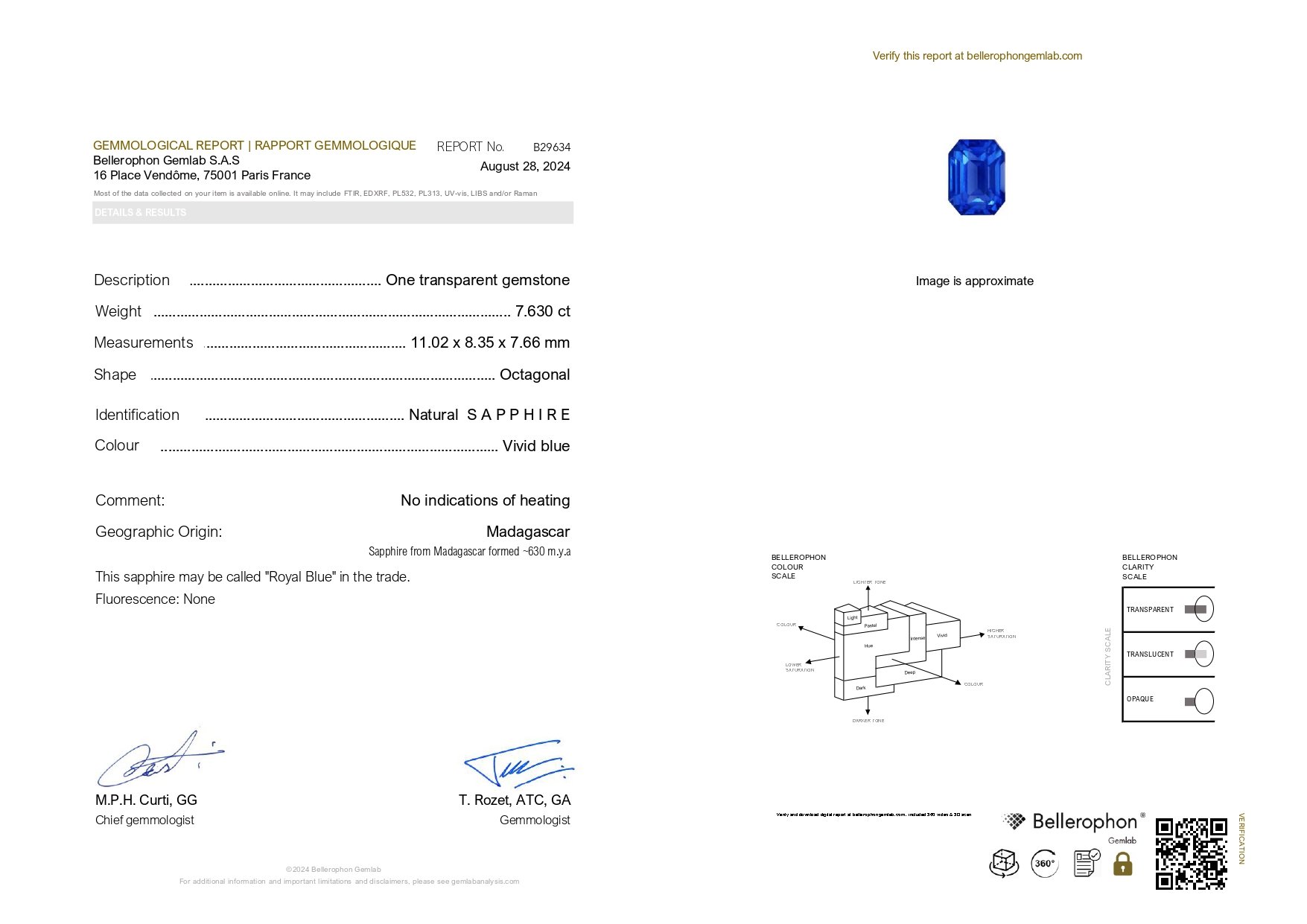 Негретый сапфир Royal Blue в огранке октагон 7,62 карат, Мадагаскар Изображение №7