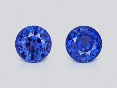 Пара синих сапфиров Cornflower Blue в огранке круг 4,17 карата, Шри-Ланка photo