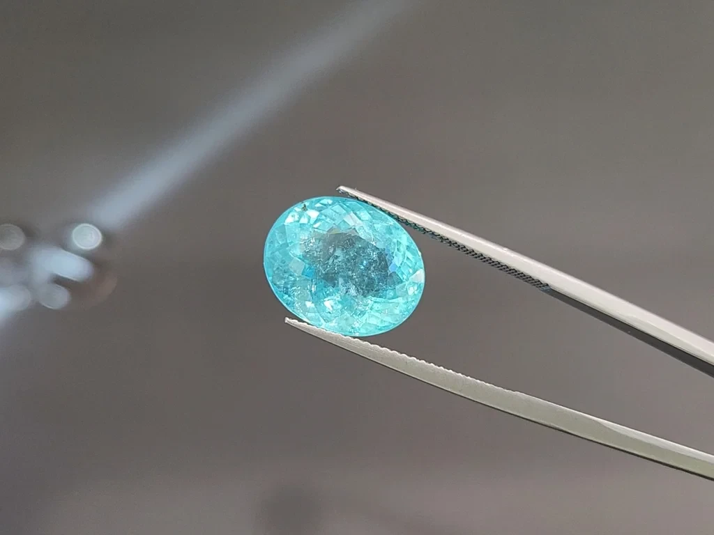 Неоново-голубой турмалин Параиба в огранке овал 8,67 карат, Мозамбик Изображение №3