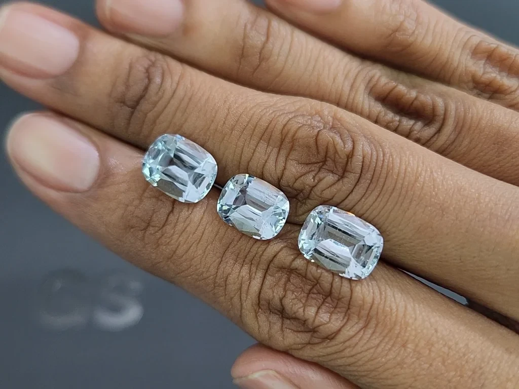 Сет аквамаринов в огранке кушон 8,95 карат, Мадагаскар Изображение №2