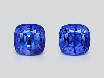 Пара синих сапфиров Cornflower Blue в огранке кушон 6,30 карата, Шри-Ланка photo