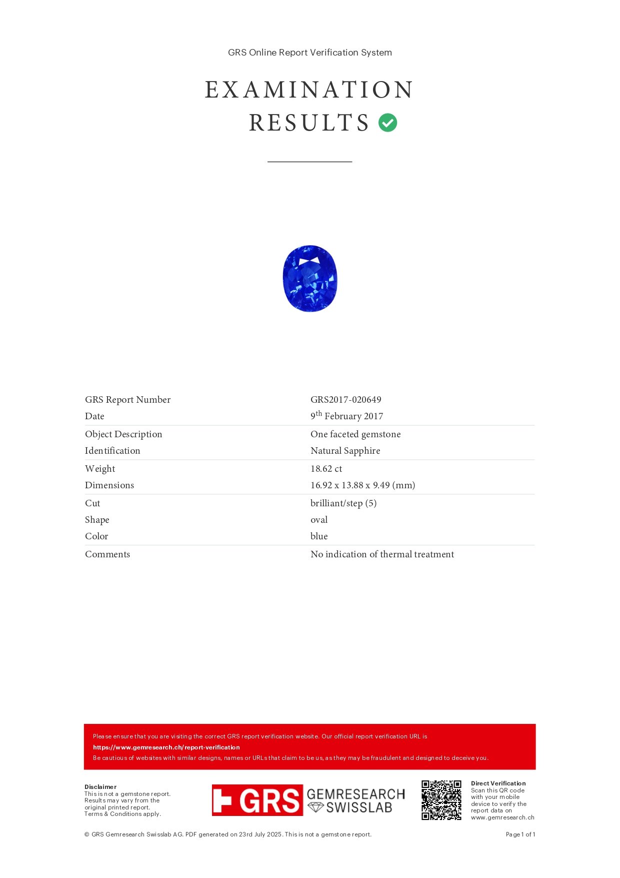 Негретый сапфир Intense Blue в огранке кушон 18,62 карата, Африка Изображение №7