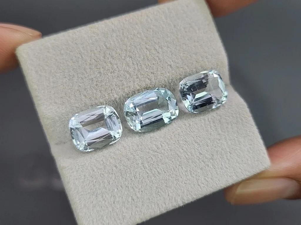 Сет аквамаринов в огранке кушон 8,39 карат, Мадагаскар Изображение №5