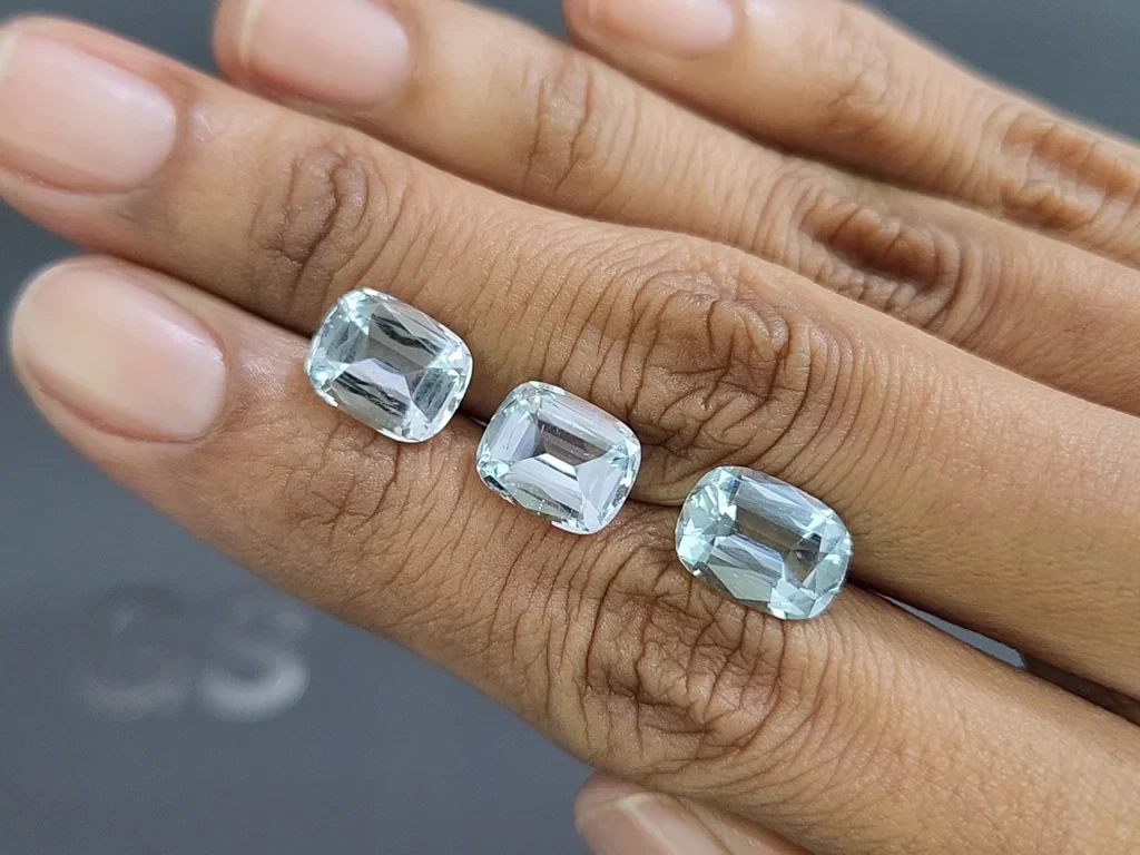 Сет аквамаринов в огранке кушон 8,39 карат, Мадагаскар Изображение №2