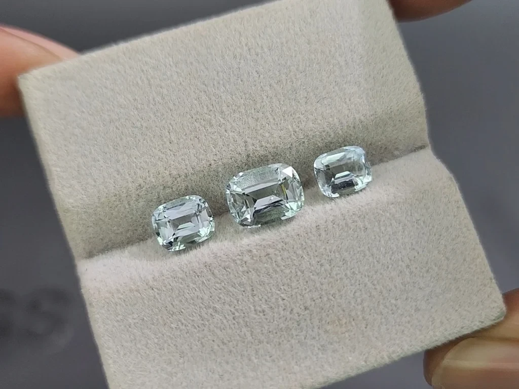 Сет аквамаринов в огранке кушон 2,89 карат, Мадагаскар Изображение №5