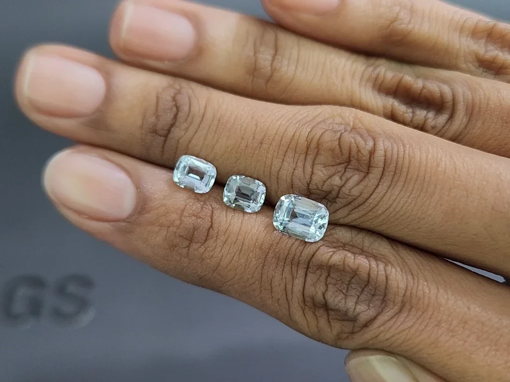 Сет аквамаринов в огранке кушон 2,89 карат, Мадагаскар Изображение №2