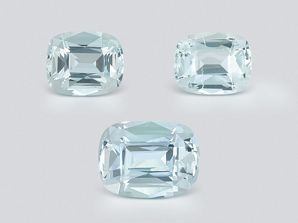 Сет аквамаринов в огранке кушон 2,89 карат, Мадагаскар Изображение №1