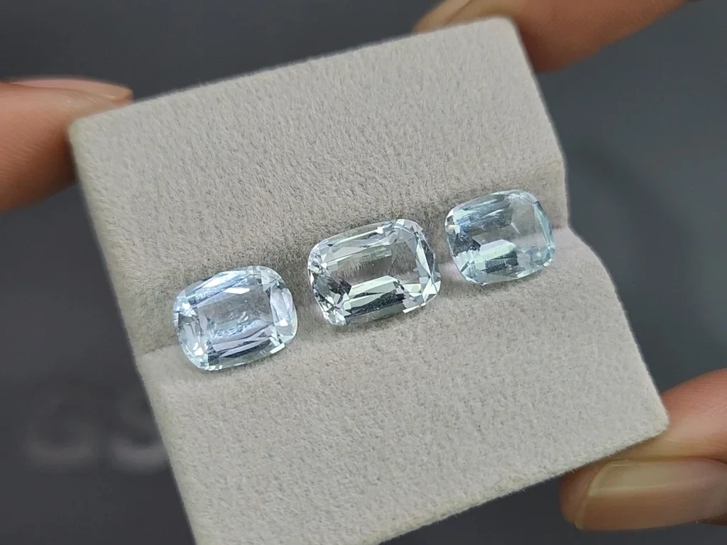 Сет аквамаринов в огранке кушон 8,33 карат, Мадагаскар Изображение №5