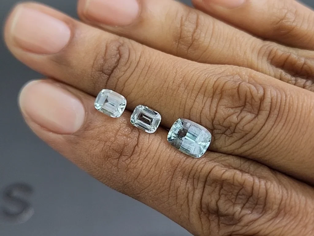 Сет аквамаринов в огранке кушон 2,60 карат, Мадагаскар Изображение №2