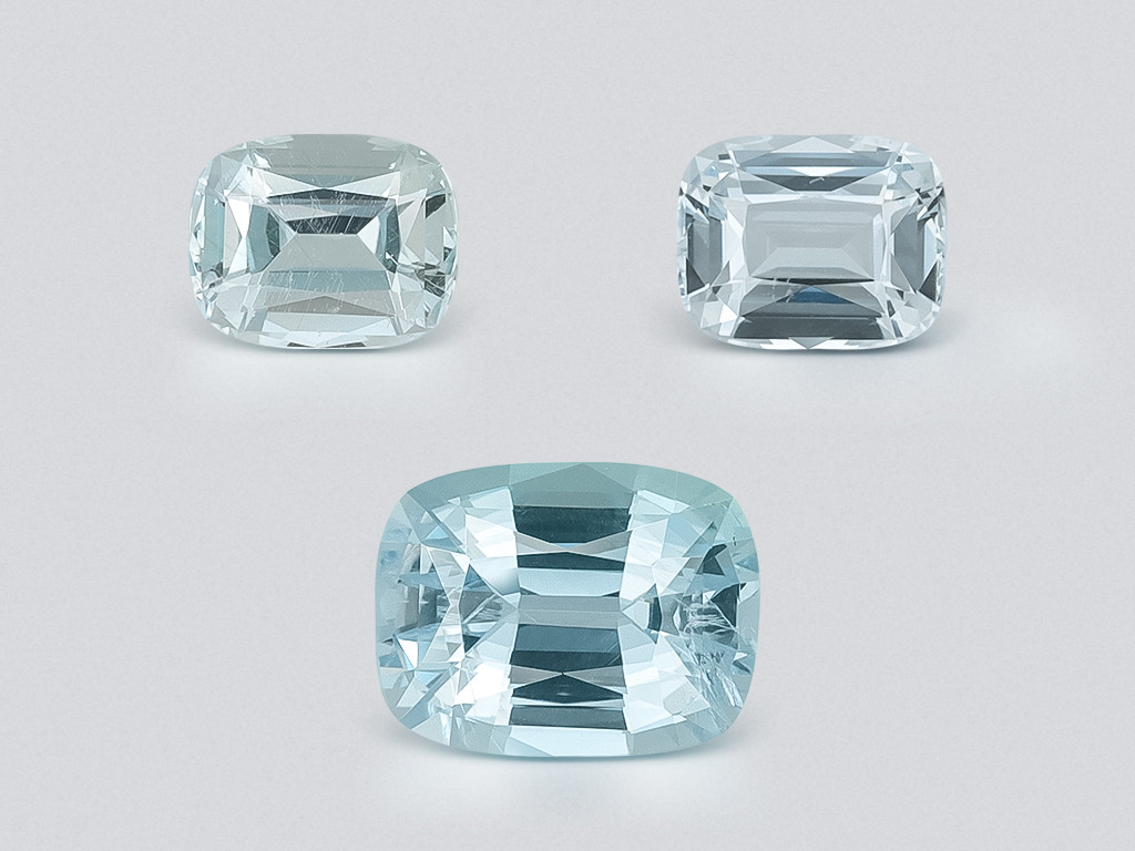 Сет аквамаринов в огранке кушон 2,60 карат, Мадагаскар Изображение №1