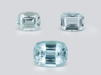 Сет аквамаринов в огранке кушон 2,60 карат, Мадагаскар photo