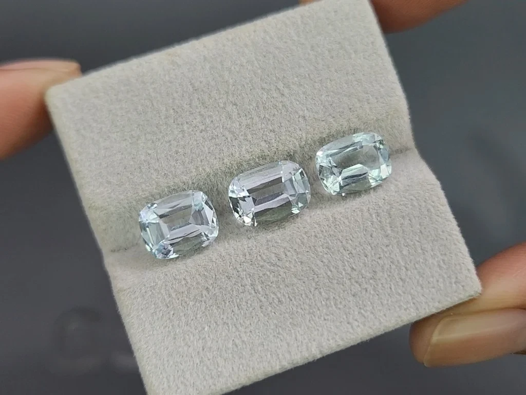 Сет аквамаринов в огранке кушон 6,37 карат, Мадагаскар Изображение №5