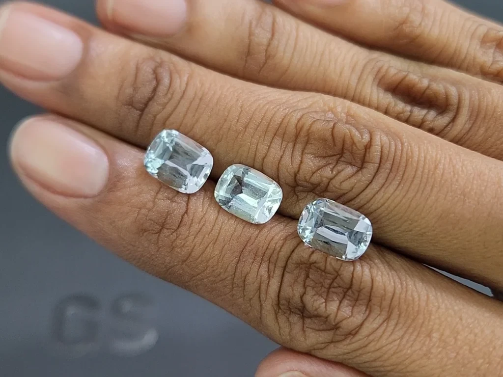Сет аквамаринов в огранке кушон 6,37 карат, Мадагаскар Изображение №2