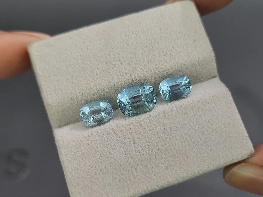 Сет аквамаринов в огранке кушон 3,64 карат, Мадагаскар Изображение №5
