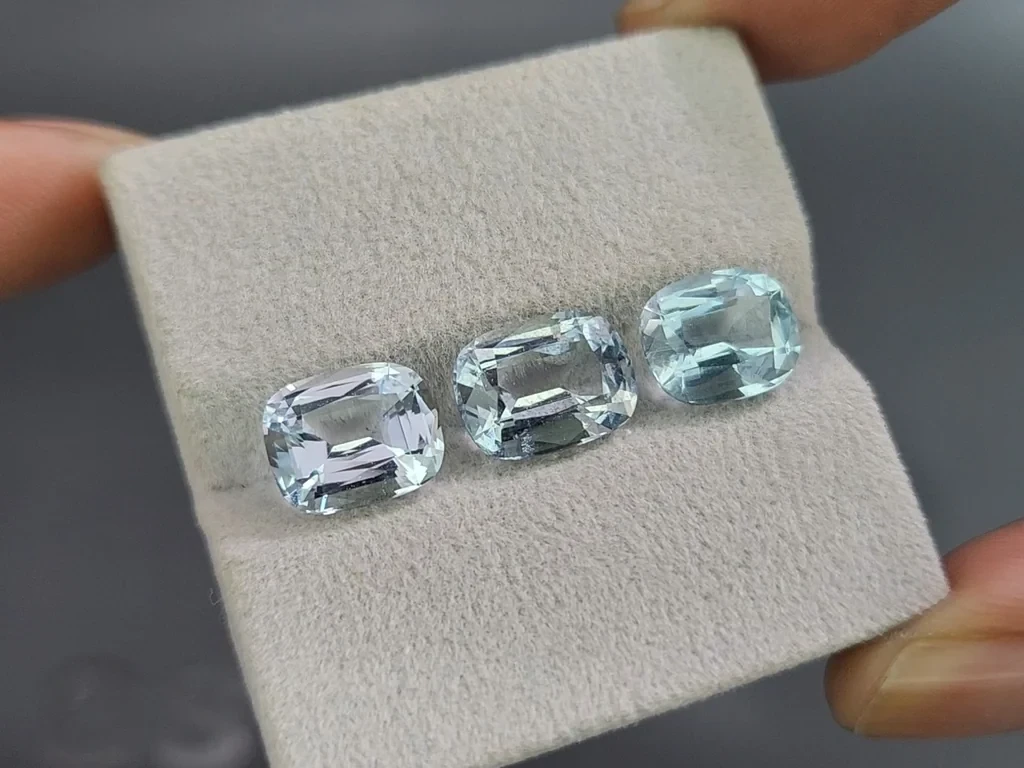 Сет аквамаринов в огранке кушон 9,11 карат, Мадагаскар Изображение №5