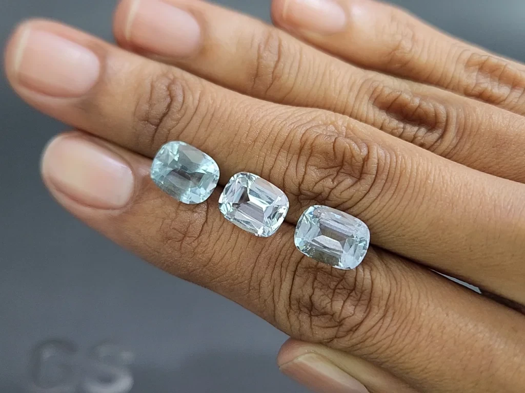 Сет аквамаринов в огранке кушон 9,11 карат, Мадагаскар Изображение №2