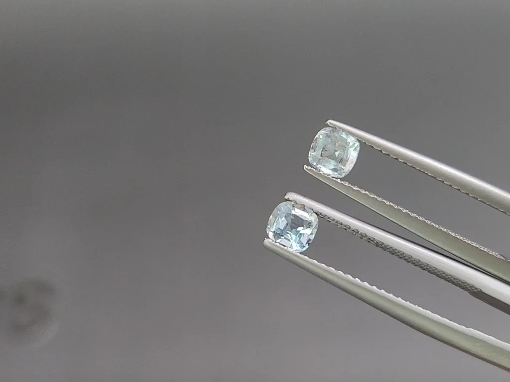 Сет аквамаринов в огранке кушон 1,48 карат, Мадагаскар Изображение №4
