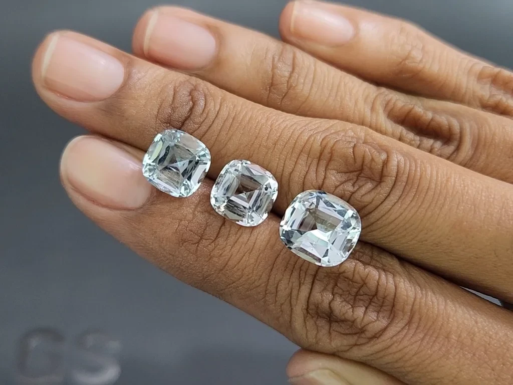 Сет аквамаринов в огранке кушон 9,90 карат, Мадагаскар Изображение №2
