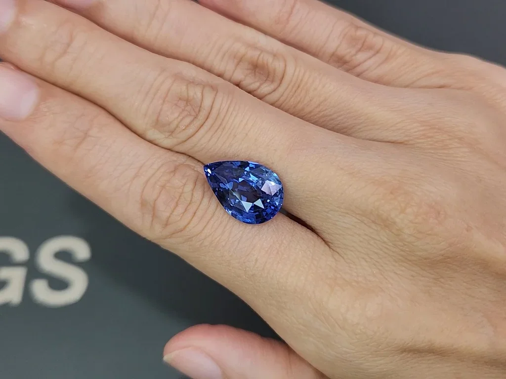 Сапфир Cornflower Blue в огранке груша 8,70 карат, Шри-Ланка Изображение №2
